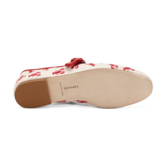 NEW LARROUDE Handmade In Brazil Verona Ballet Flats With Lobster Embroidery - Picture 3 of 3